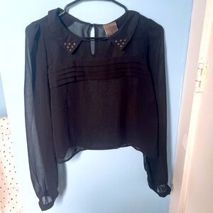 Sheer Black with Gold Detail Blouse